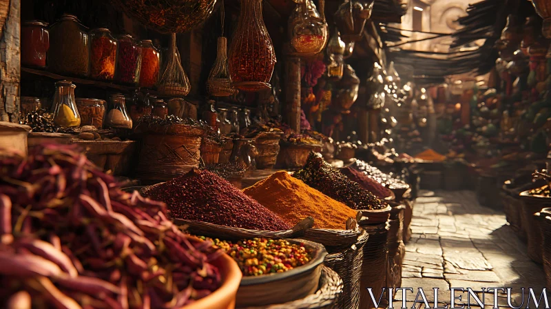 Aromatic Spices in an Old Bazaar AI Image