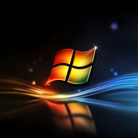 Luminous Windows Emblem with Color Waves