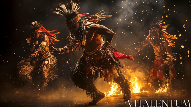 AI ART Indigenous Dancers in Fiery Celebration