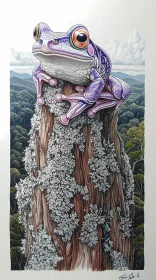 Vibrant Frog Illustration in Nature