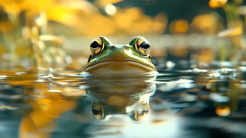 Serene Frog Reflection in Nature