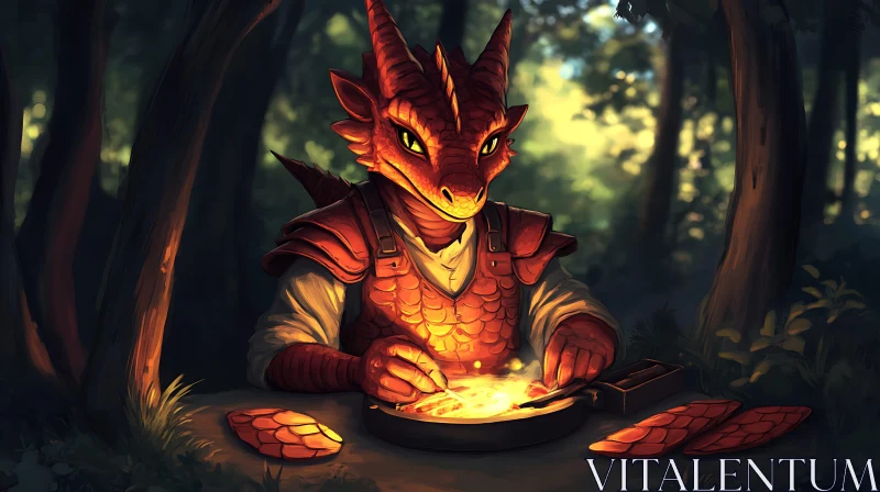 AI ART Forest Feast: A Dragon's Culinary Adventure