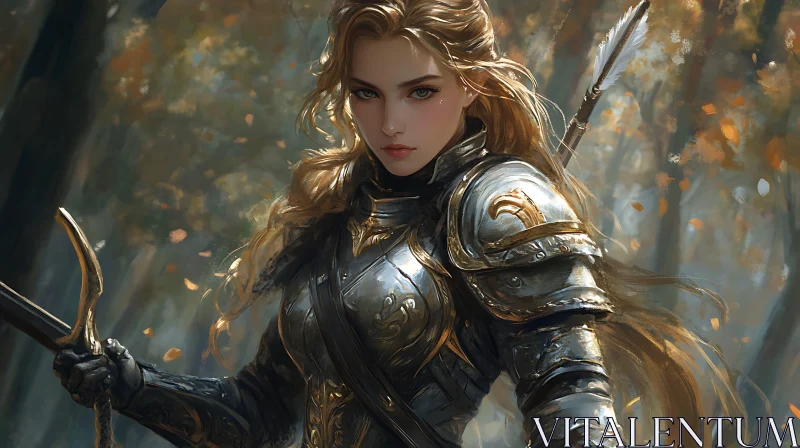 AI ART Female Knight in Shining Armor Portrait