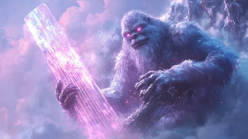 Enchanted Yeti with Glowing Crystal