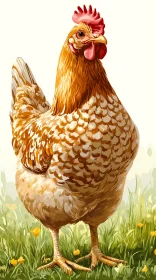 Chicken Illustration in Natural Habitat