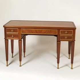 Classic Wooden Desk with Intricate Gold Detailing