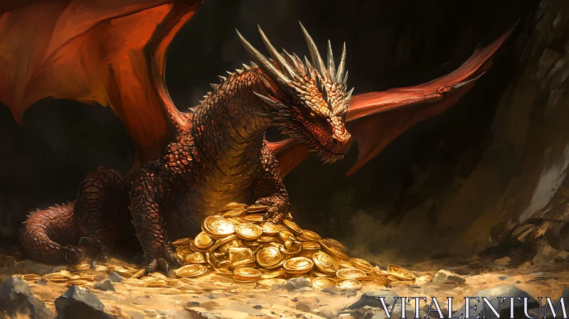 AI ART Fantasy Dragon and Golden Hoard