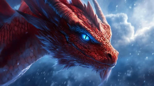 Red Dragon Head with Blue Eyes