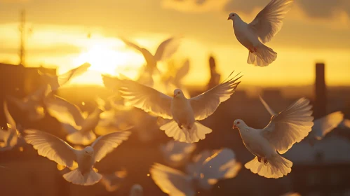 White Doves Soaring