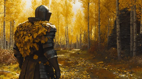 Armored Knight Amidst Golden Woods