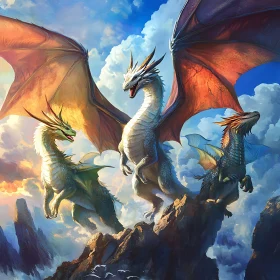 Mythical Dragons on Mountain Top