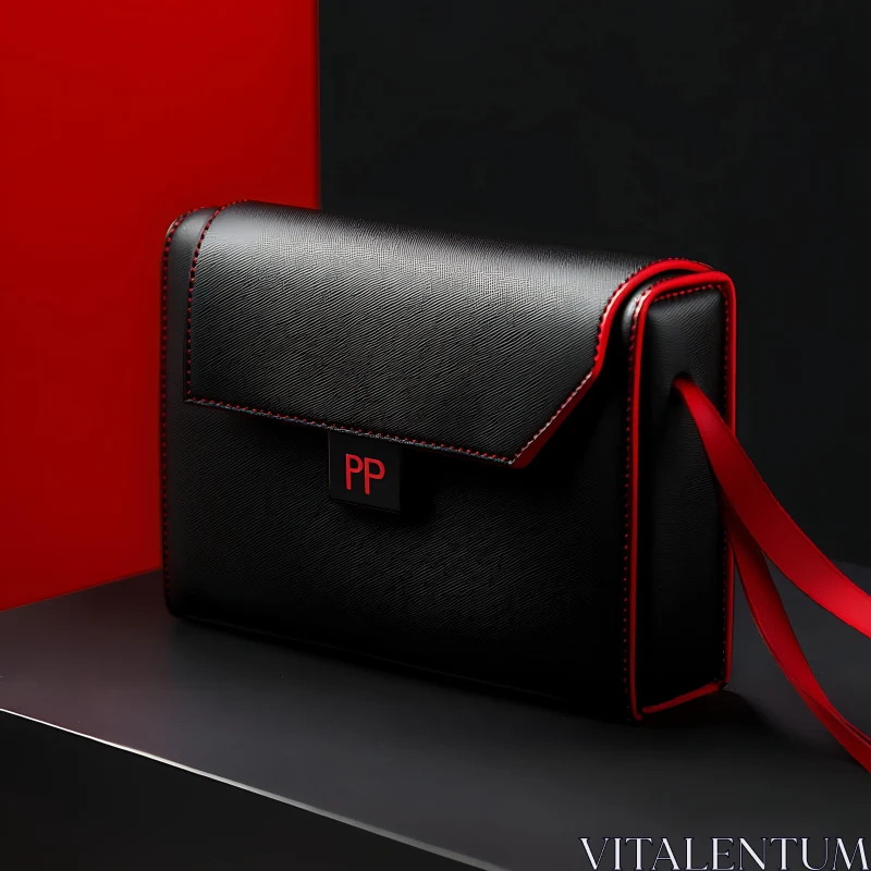 Luxury Black Bag with Red Highlights AI Image