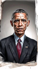 Digital Art of Barack Obama's Serious Expression