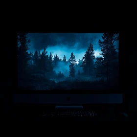 Enigmatic Night Forest on Monitor