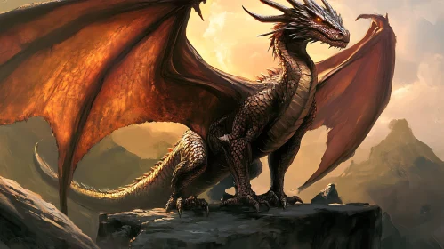 Dragon on the Peak: Fantasy Art Print