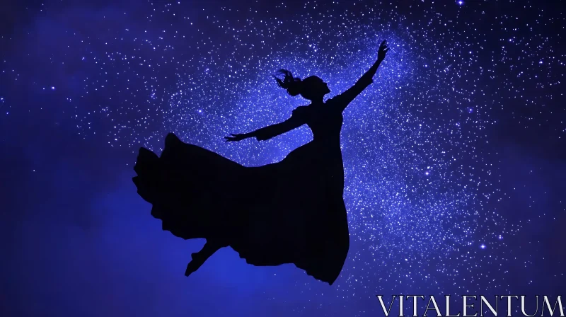 AI ART Silhouette Dancer in Starry Night