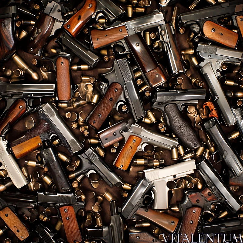 AI ART Pile of Pistols and Brass Casings