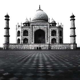 Iconic Taj Mahal in Black and White