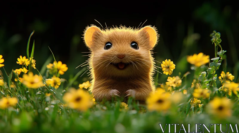 Charming Hamster in Nature AI Image