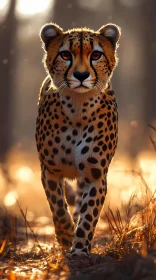 Cheetah Walk in Golden Light