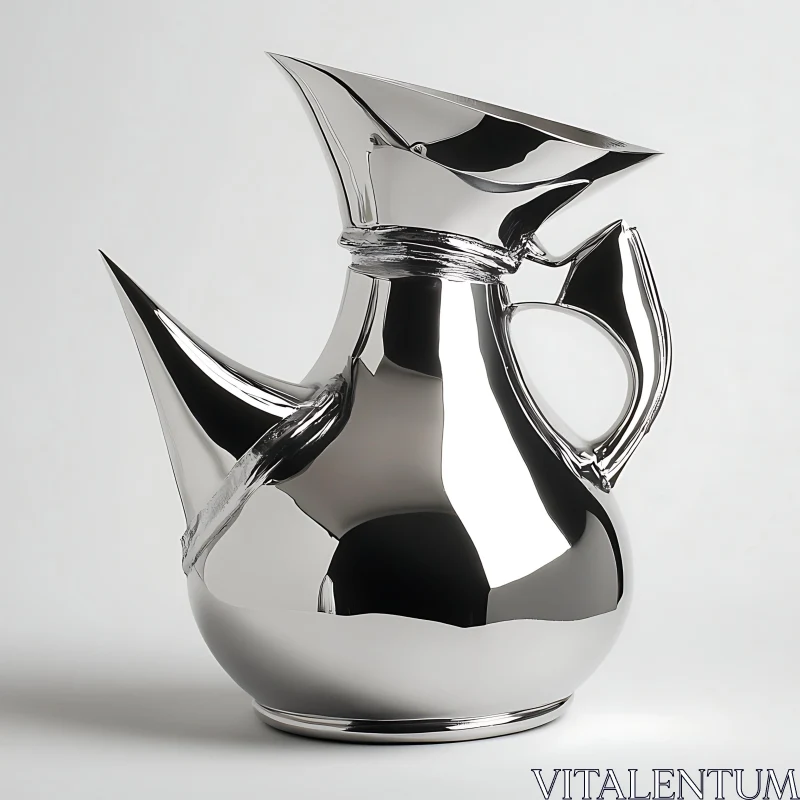 AI ART Reflective Metal Pitcher Art