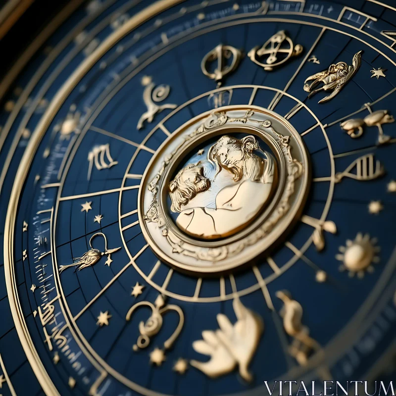 AI ART Celestial Zodiacal Clock Design