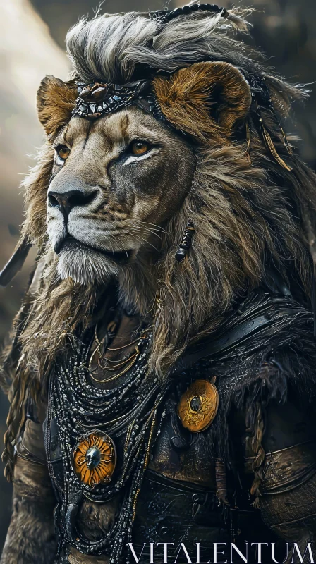 AI ART Armored Lion Warrior Portrait