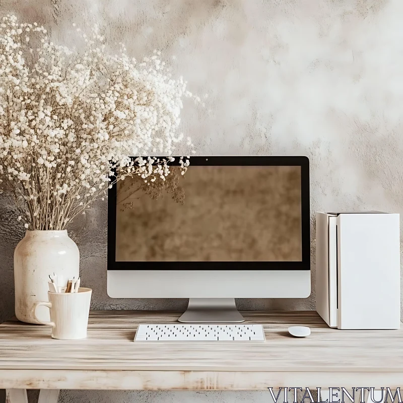 Elegant Office Setup with Modern Aesthetic AI Image