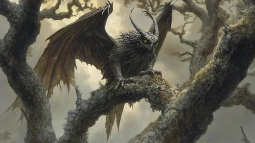 Majestic Dragon on Ancient Tree