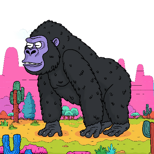 POD Design Cartoon Gorilla T-Shirt Design in Desert Landscape