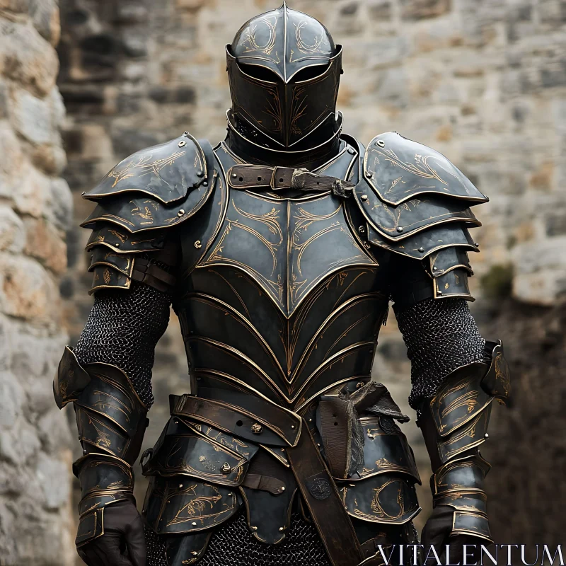 AI ART Armored Knight Standing Guard