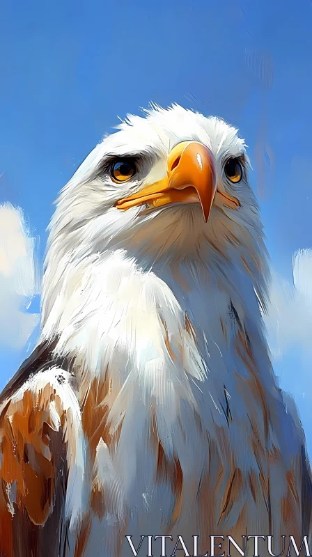 Eagle Close-up against Blue Sky AI Image