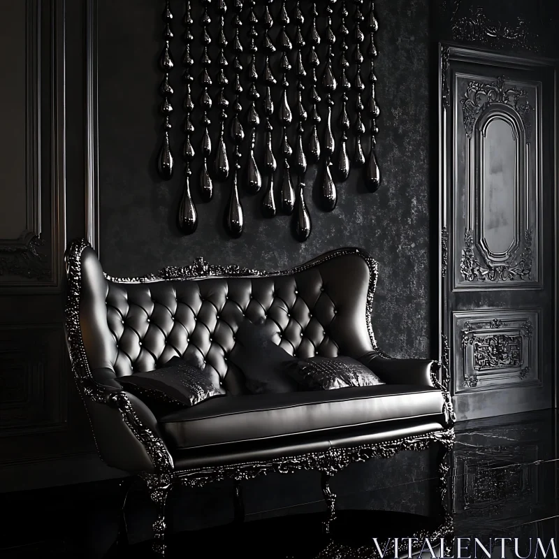 Elegant Black Living Room Decor AI Image