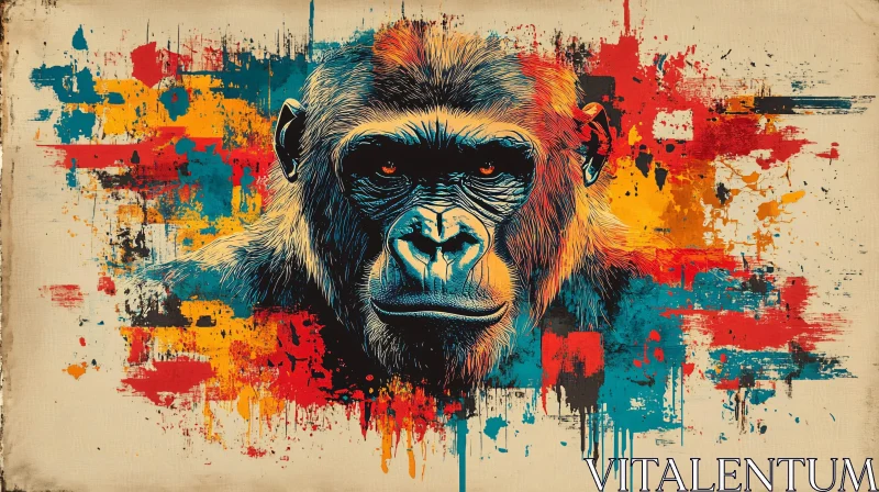 Colorful Gorilla Abstract AI Image