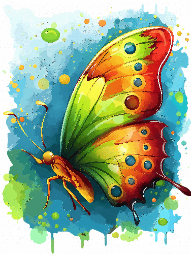 POD Design Dreamy Watercolor Butterfly Painting on Transparent Background