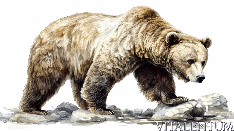 Serene Bear Among Rocks AI Image