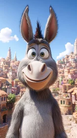 Animated Donkey Smiling in Town