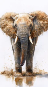 Artistic Watercolor of Elephant