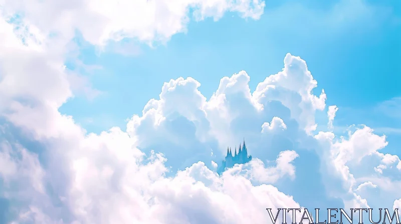 Floating Castle in the Clouds | Serene and Peaceful Fantasy Art AI Image