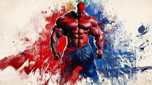 Abstract Bodybuilder Art with Bold Colors