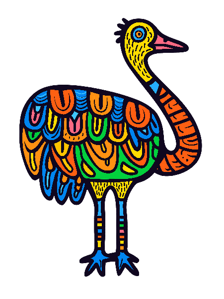 Vibrant Ostrich Art for Tees POD Design