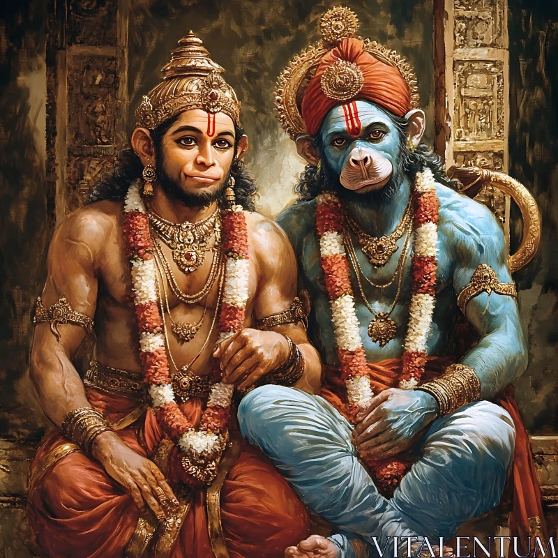 Portrait of Two Hindu Gods AI Image