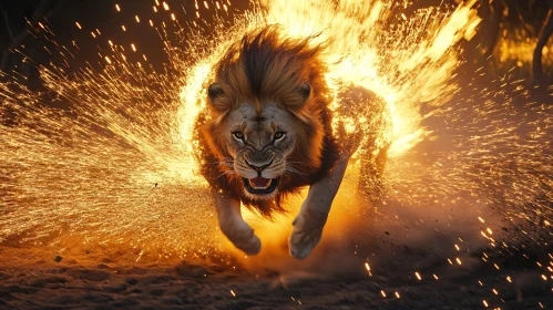 Lion with Golden Sparks