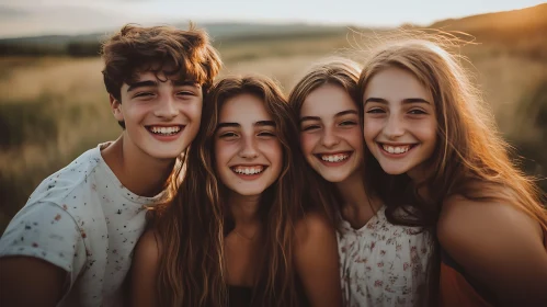 Youthful Smiles in Golden Light