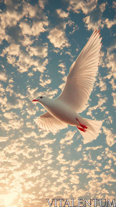 Graceful Bird in Sunlit Clouds AI Image