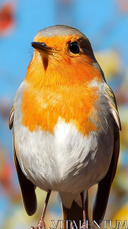 Vivid Orange and White Plumaged Bird AI Image