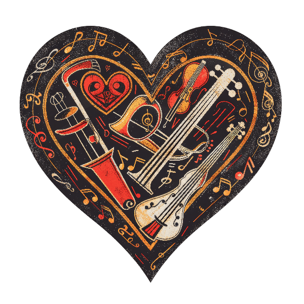 Musical Heart Illustration POD Design