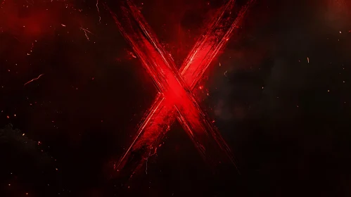 Red X Symbol in Abstract Art