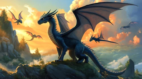 Dragon in a fantasy landscape