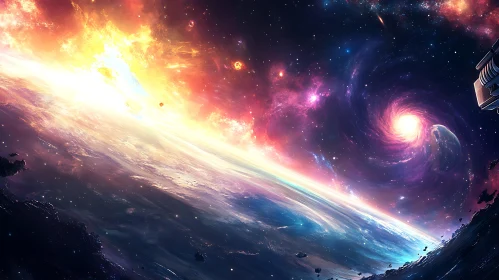 Swirling Nebulas and Distant Galaxies Art